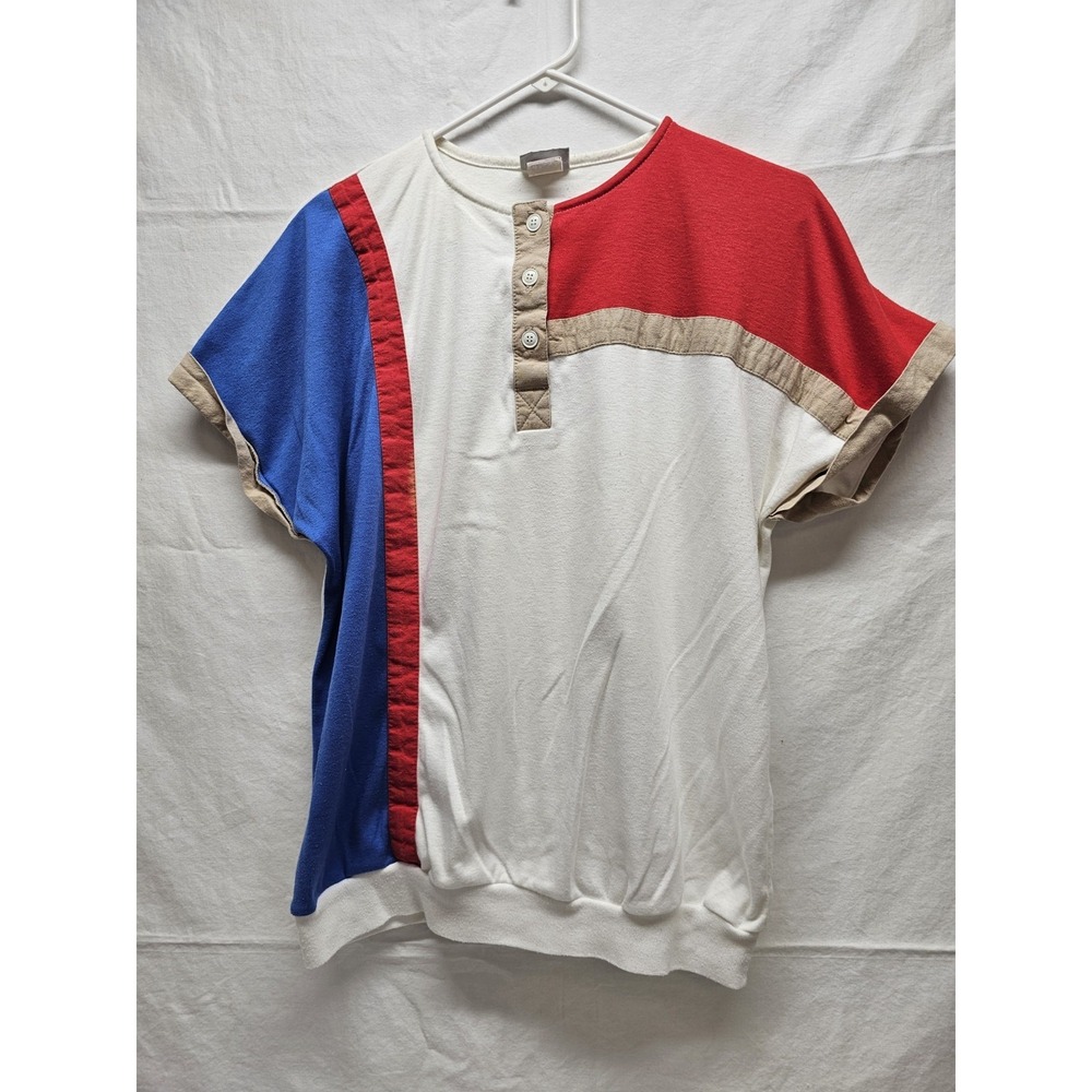 VTG Koret Made in USA Colorblock Henley T-shirt Size 1X Tri-color Retro